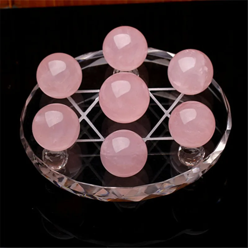 

Natural rose quartz Crystal gemstone sphere grid seven star array meditation reiki healing chakra pink rose quartz crystal ball