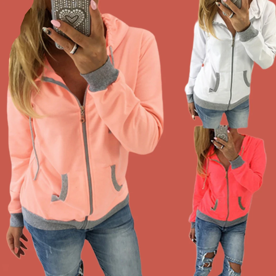Zip Up Contrast Color Drawstring Hoodie Lace Uppoleron Mujer 2019 Autumn Winter Female Sweatshirt Kangaroo Pocket Hoodie Women
Zip Up Contrast Color Drawstring Hoodie Lace Uppoleron Mujer 2019 Autumn Winter Female Sweatshirt Kangaroo Pocket Hoodie Women