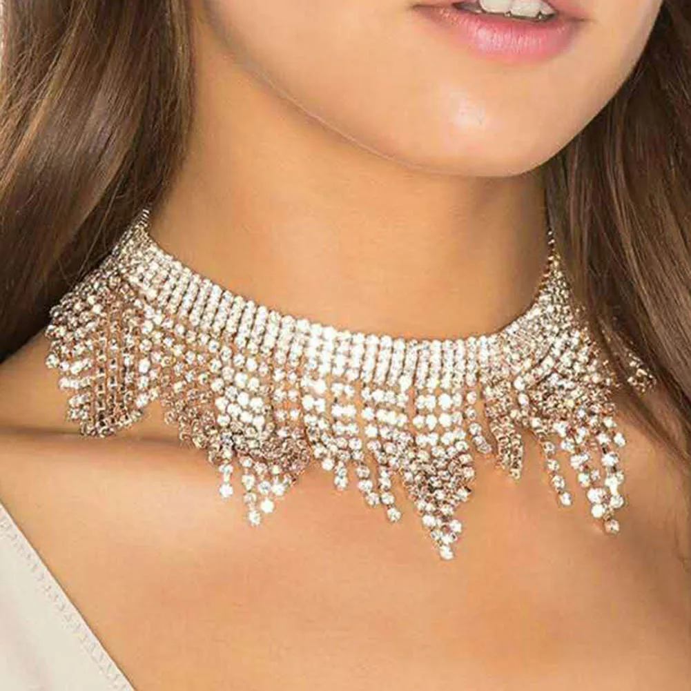 2017 Luxury Rhinestone Choker Crystal Maxi Statement Necklace Multilayer Wedding chocker Tassel Necklace Collier Fashion jewelry
2017 Luxury Rhinestone Choker Crystal Maxi Statement Necklace Multilayer Wedding chocker Tassel Necklace Collier Fashion jewelry