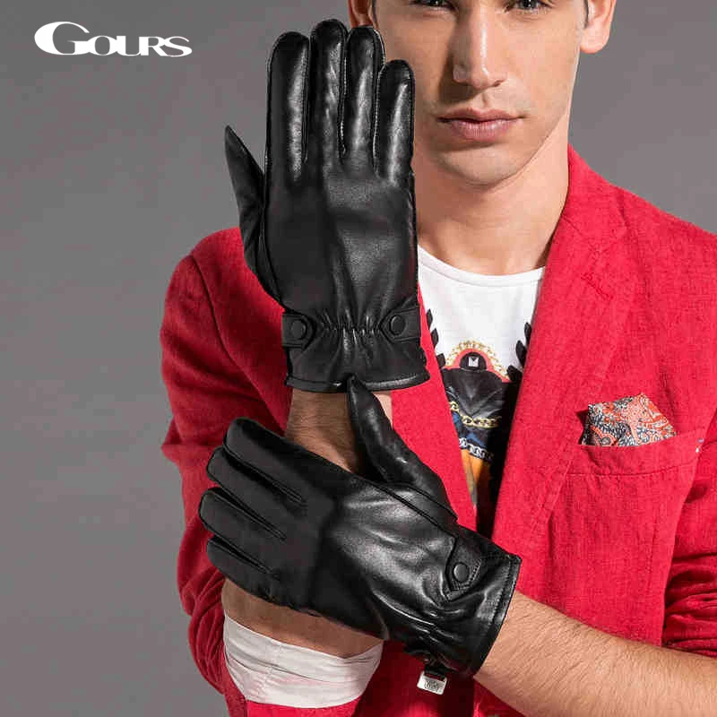Gours Gloves Winter Fashion New Men Genuine Leather Gloves Goatskin Mittens Two Buttons Black Plus Velvet Warm GSM033
Gours Gloves Winter Fashion New Men Genuine Leather Gloves Goatskin Mittens Two Buttons Black Plus Velvet Warm GSM033