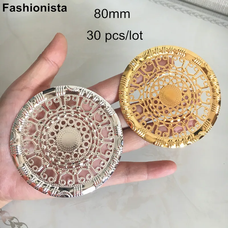 30 pcs Large Round Metal Filigree Flower Charms 80mm,Big Round Settings,Charm Connectors For Crafts Making,Gold-color,Silver
30 pcs Large Round Metal Filigree Flower Charms 80mm,Big Round Settings,Charm Connectors For Crafts Making,Gold-color,Silver