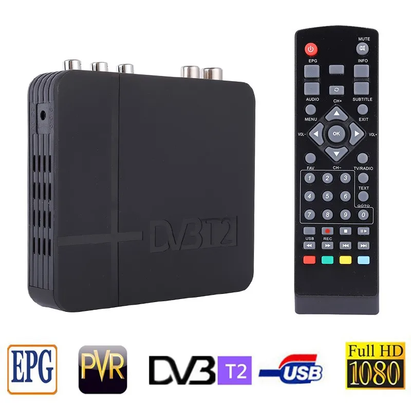 DVB T2 тюнер MPEG4 DVB-T2 HD ТВ-приставка с RCA/HDMI PAL/NTSC совместимая коробка Конвертация