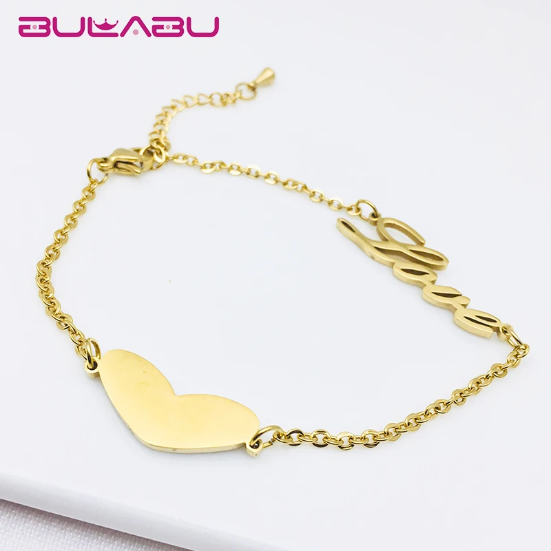 BULABU Charm Chain Titanium Steel Bracelet Couple Romantic Gift Letter Heart Small Tag Fashion Bracelets Female Jewelry bileklik
BULABU Charm Chain Titanium Steel Bracelet Couple Romantic Gift Letter Heart Small Tag Fashion Bracelets Female Jewelry bileklik