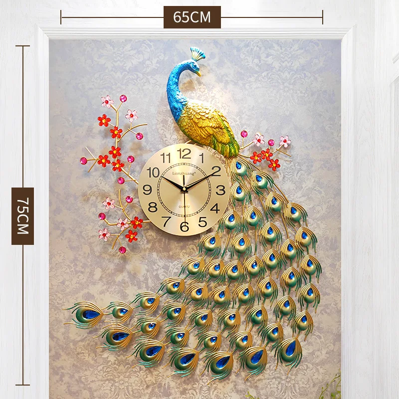 home decor peacock wall clock living room bedroom