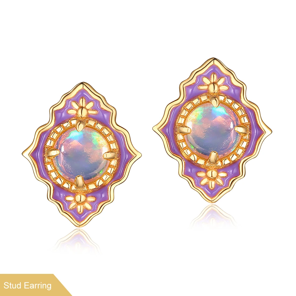 ALLNOEL Real Opal Enamel Jewelry Set Natural Gemstone Luxury Pendants Necklace Stud Earrings Rings 925 Sterling Silver Jewellry (8)