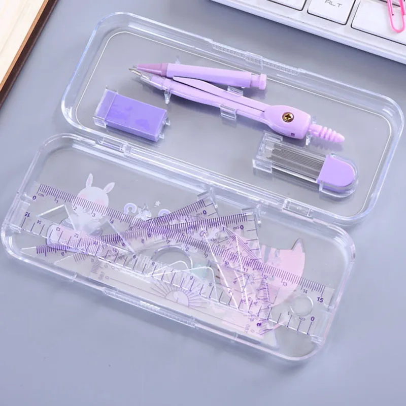 7pcs/Set Random Cartoon Rabbit Mathematics Painting Drawing Suit Practical Plastic Compass Ruler Eraser Stationery Set For Kids
7pcs/Set Random Cartoon Rabbit Mathematics Painting Drawing Suit Practical Plastic Compass Ruler Eraser Stationery Set For Kids