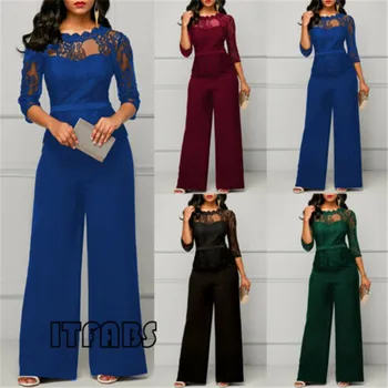 Fashion Women Plus Size Jumpsuit Hot Sale Loose Solid Color Playsuit Party Romper Half Lace Sleeve Party Elegant Long Jumpsuit
Fashion Women Plus Size Jumpsuit Hot Sale Loose Solid Color Playsuit Party Romper Half Lace Sleeve Party Elegant Long Jumpsuit