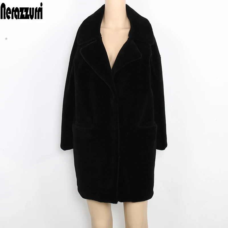 Nerazzurri Long real sheep fur coat women drop shoulder black plus size shearling jacket cocoon natural lamb fur coats 5xl 6xl
Nerazzurri Long real sheep fur coat women drop shoulder black plus size shearling jacket cocoon natural lamb fur coats 5xl 6xl