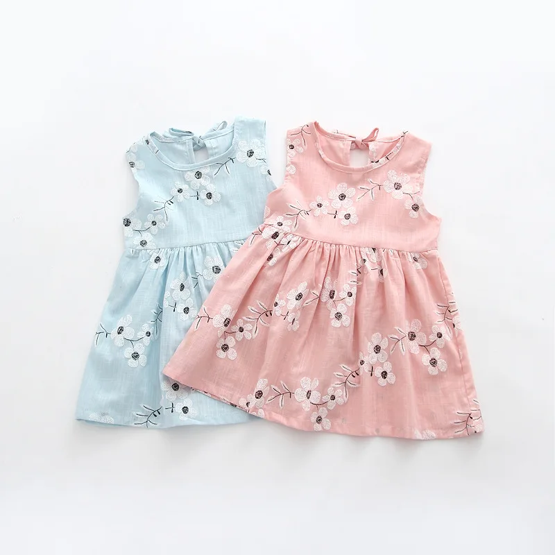 FEITONG Baby Girls Dress Floral Print Backless Sundress Princess Dress