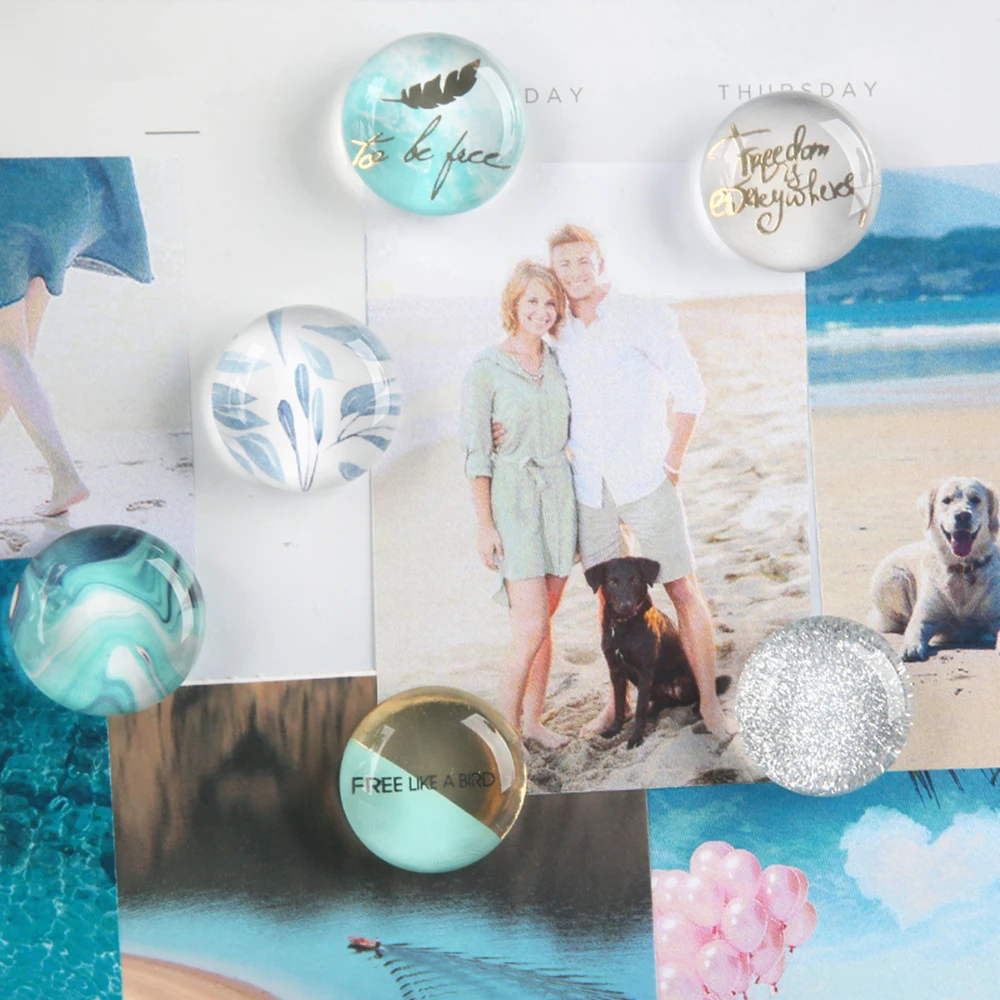 blue rose gold creative fridge magnets round decorative whiteboard dry erase board magnet