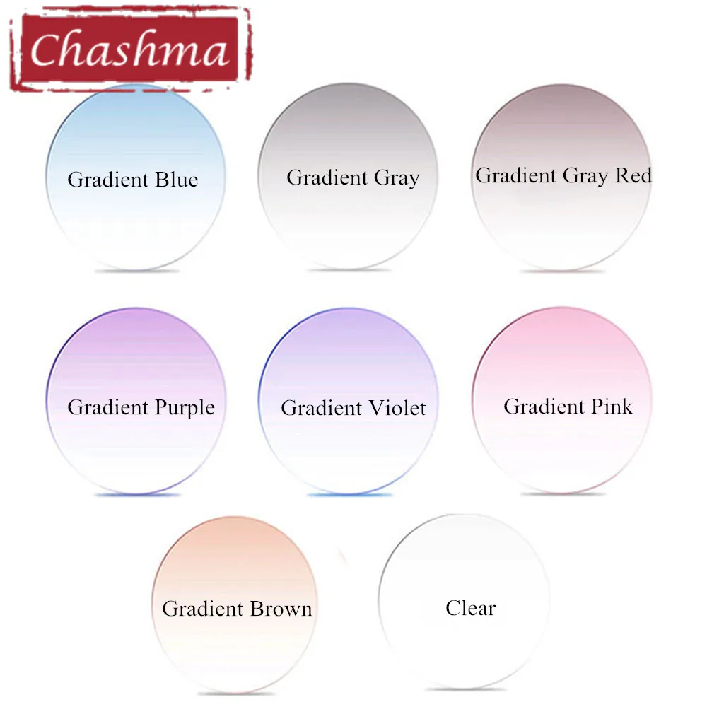 

Chashma Brand Quality Anti Reflective MR-8 UV 400 Prescription 1.61 Index Tint Lens Purple Pink Gray Colored Lenses