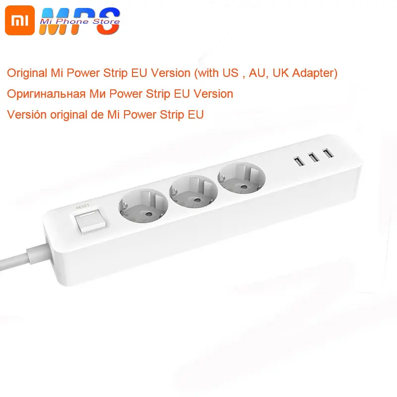 Original Xiaomi Power Socket Strip 3 USB 3 Port Charger Adapter Outlet Extension EU Plug Patch Socket Board Electrical For Home
Original Xiaomi Power Socket Strip 3 USB 3 Port Charger Adapter Outlet Extension EU Plug Patch Socket Board Electrical For Home