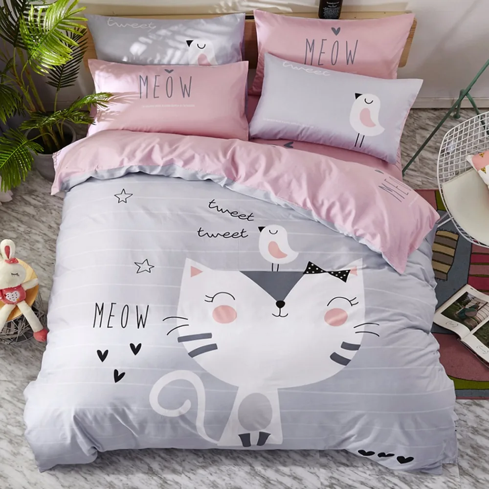 Cartoon cotton 3/4Pcs Bedding Set Twin Full Queen Bedclothes Set Duvet Cover Flat Bed Sheet Pillowcase bedroom Home textile Cat
Cartoon cotton 3/4Pcs Bedding Set Twin Full Queen Bedclothes Set Duvet Cover Flat Bed Sheet Pillowcase bedroom Home textile Cat