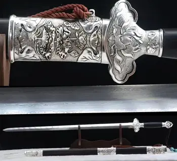 Handmade Sharp Damascus Steel Blade Full Tang Tai Chi Hard Jian Ebony Wood Saya Chinese KungFu Qing Dao Jian
Handmade Sharp Damascus Steel Blade Full Tang Tai Chi Hard Jian Ebony Wood Saya Chinese KungFu Qing Dao Jian