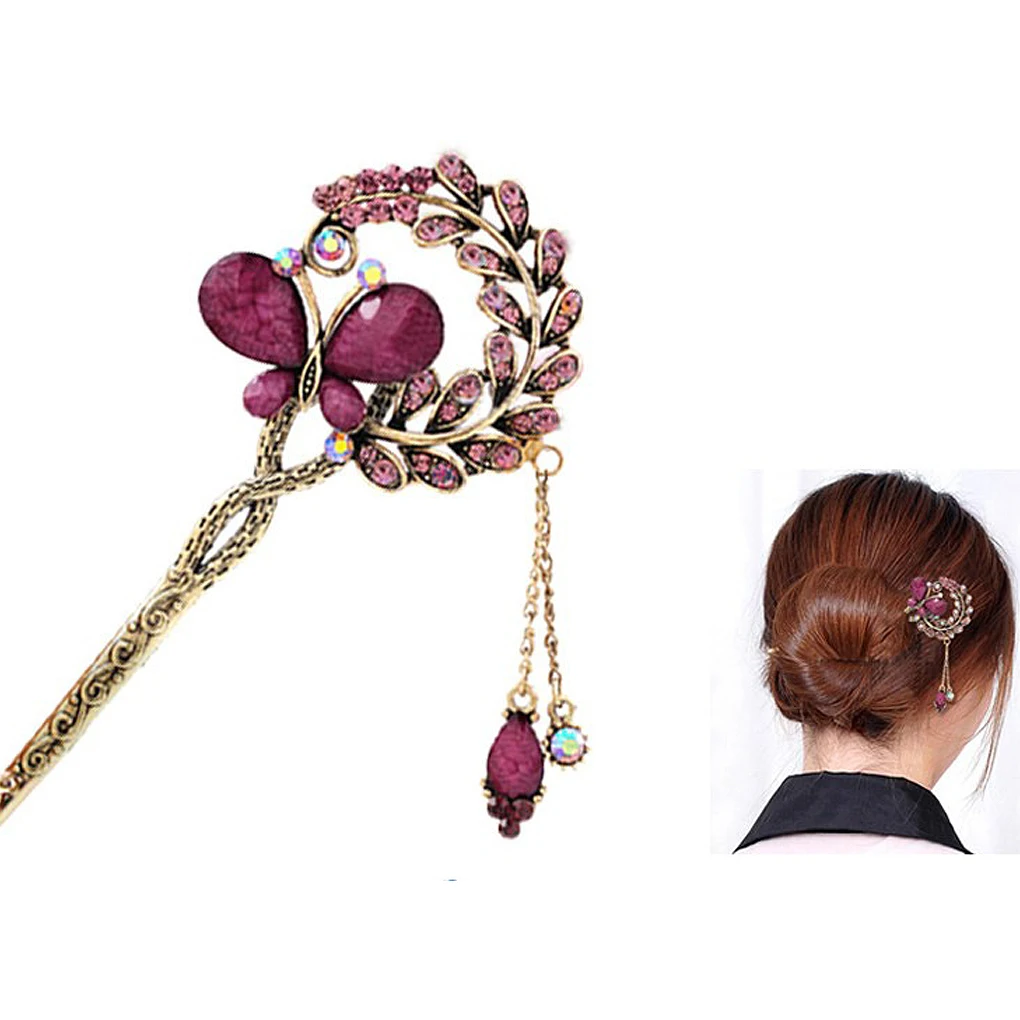 Cute Fashion s Vintage Crystal Butterfly Hairpin Leaf Hair Clip Stick Chopsticks With Chain Tassel For Women Girls
Cute Fashion s Vintage Crystal Butterfly Hairpin Leaf Hair Clip Stick Chopsticks With Chain Tassel For Women Girls