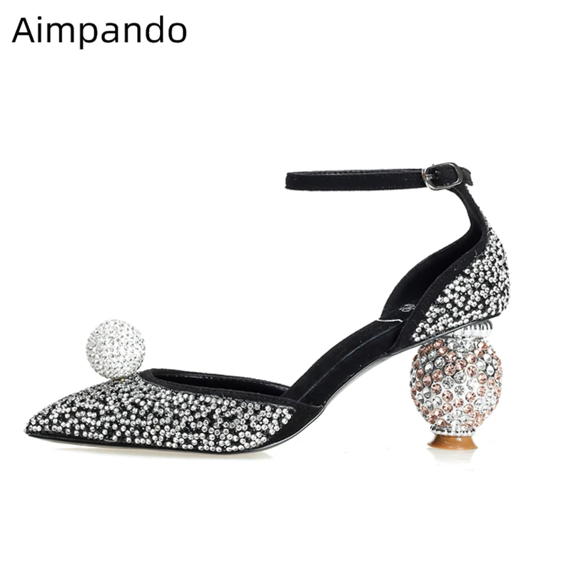 Luxury Rhinestone High Heel Shoes Woman New Summer Jewelled Ball Ankle Strap Point Toe Side Cut Out Crystal Wedding Shoes
Luxury Rhinestone High Heel Shoes Woman New Summer Jewelled Ball Ankle Strap Point Toe Side Cut Out Crystal Wedding Shoes
