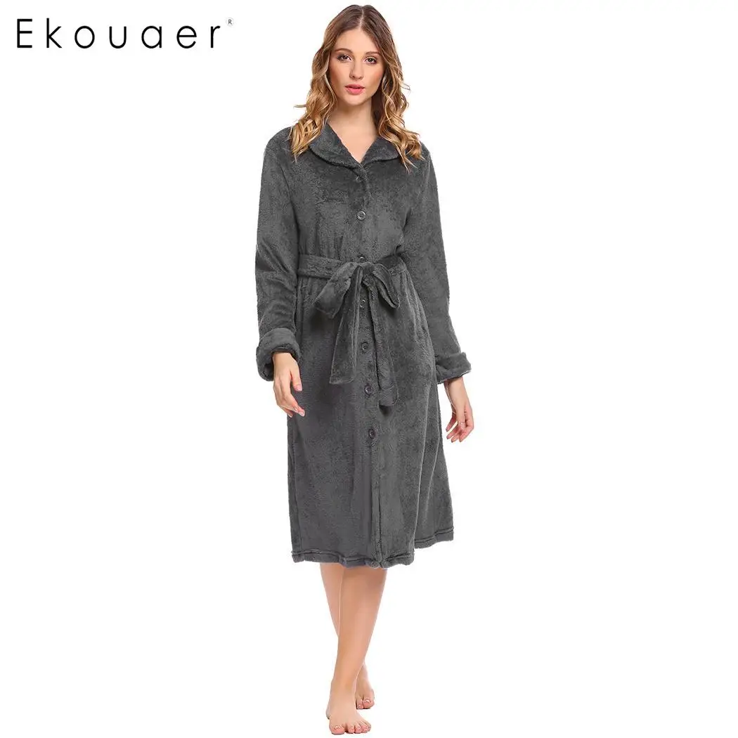 Ekouaer Women Robe Solid Casual Turn-down Collar Kimono Long Sleeve Velvet Loose Winter Warm Bathrobe Gown Dress Sleepwear
Ekouaer Women Robe Solid Casual Turn-down Collar Kimono Long Sleeve Velvet Loose Winter Warm Bathrobe Gown Dress Sleepwear
