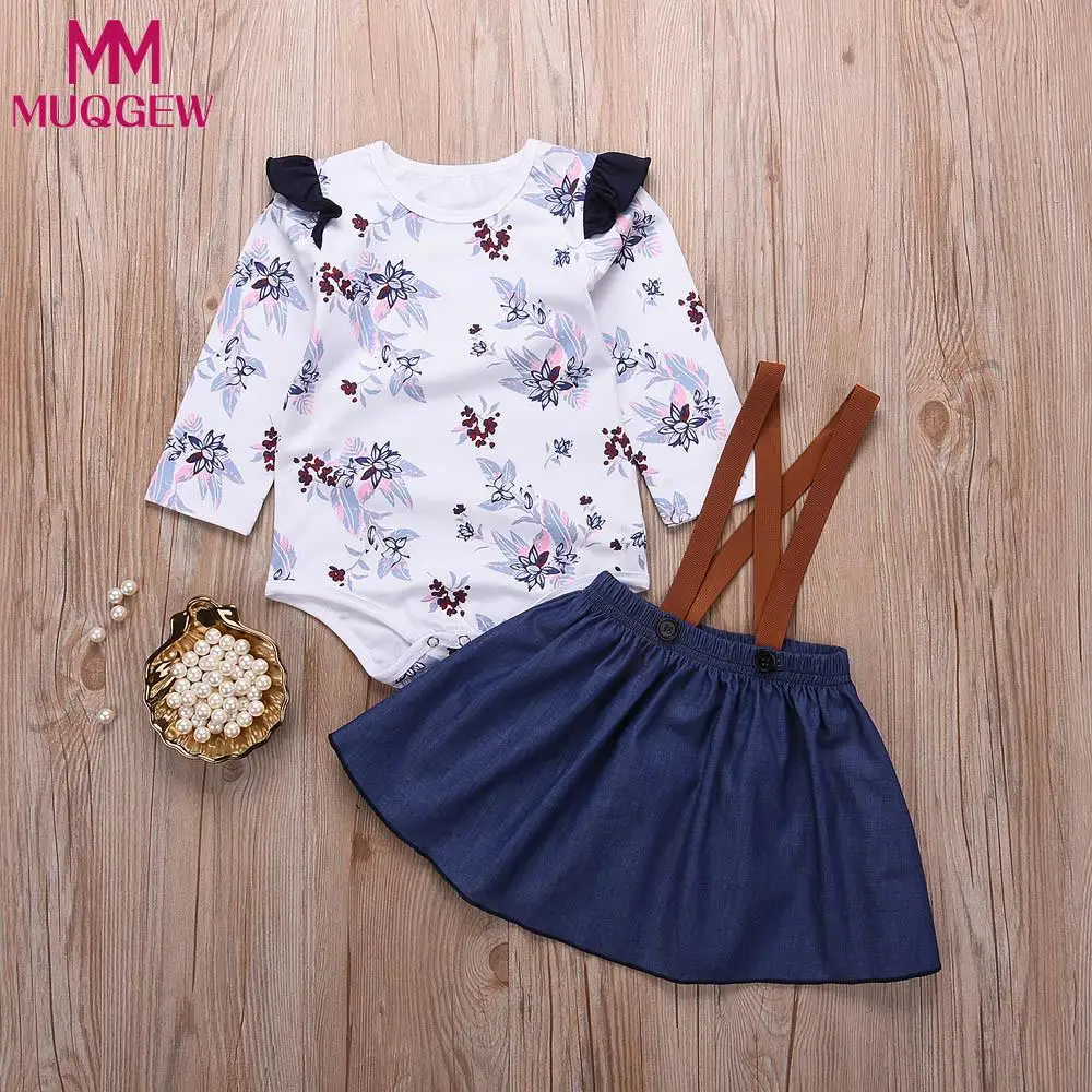 MUQGEW Baby Girls Clothes set 2 pcs Floral Romper Jumpsuit Denim Strap Skirt Clothing Set roupa infantil vetement enfant fille
MUQGEW Baby Girls Clothes set 2 pcs Floral Romper Jumpsuit Denim Strap Skirt Clothing Set roupa infantil vetement enfant fille