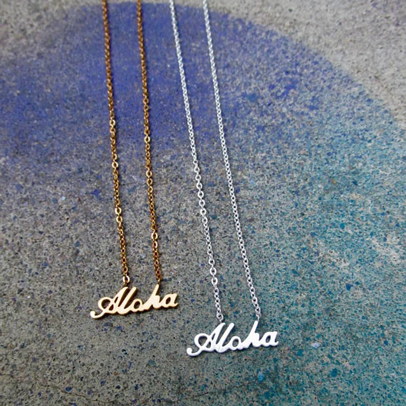 Fashion Quote Necklace Women Charm Aloha Pendants Necklaces Hawaiian Jewelry Stainless Steel Best Friend Gifts Collier Femme Bff
Fashion Quote Necklace Women Charm Aloha Pendants Necklaces Hawaiian Jewelry Stainless Steel Best Friend Gifts Collier Femme Bff