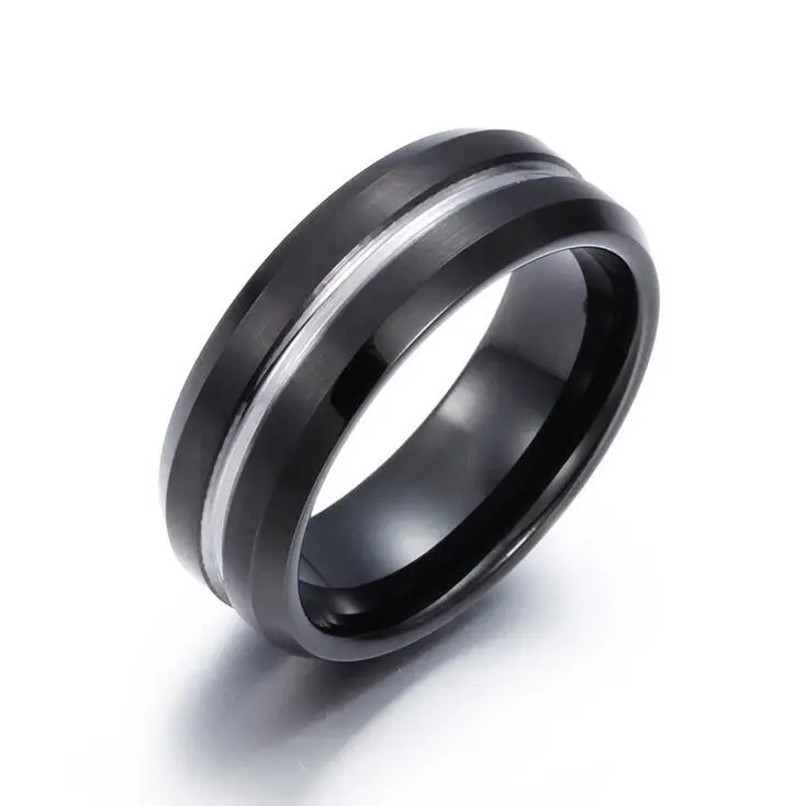 Фото Модные мужские украшения для делового человека черные кольца из чистой