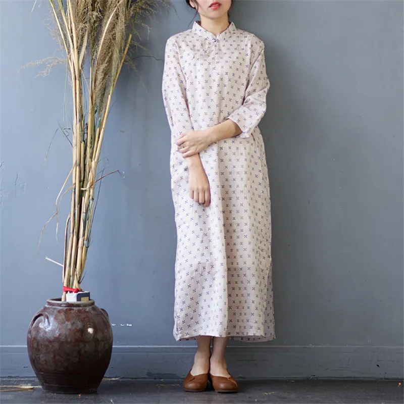 SCUWLINEN 2019 Vestidos Women Spring Summer Dress Vintage Chinese Style Elegant Print Side Split A-line 100% Ramie Dress S509
SCUWLINEN 2019 Vestidos Women Spring Summer Dress Vintage Chinese Style Elegant Print Side Split A-line 100% Ramie Dress S509