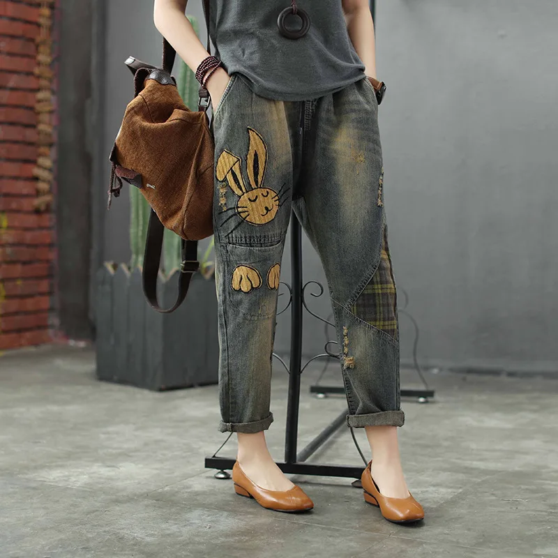 Spring Jeans Retro Women Loose Elastic Waist Denim Pants New Ladies Casual pocket Patchwork Vintage Denim Trousers 2019
Spring Jeans Retro Women Loose Elastic Waist Denim Pants New Ladies Casual pocket Patchwork Vintage Denim Trousers 2019