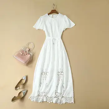 New clothes for women in Europe and the United States for the summer of 2019 Lotus leaf sleeve Hollow out White dress
New clothes for women in Europe and the United States for the summer of 2019 Lotus leaf sleeve Hollow out White dress