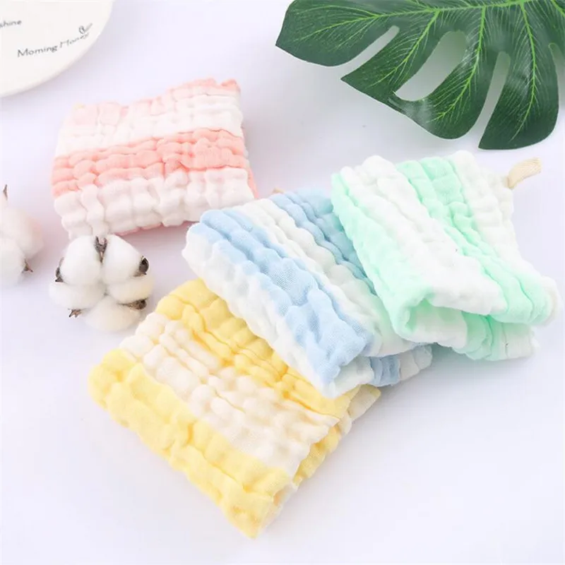 

6 layers gauze stripes baby face towel soft handkerchief baby pinafore saliva tissue towel newborn gauze saliva towels