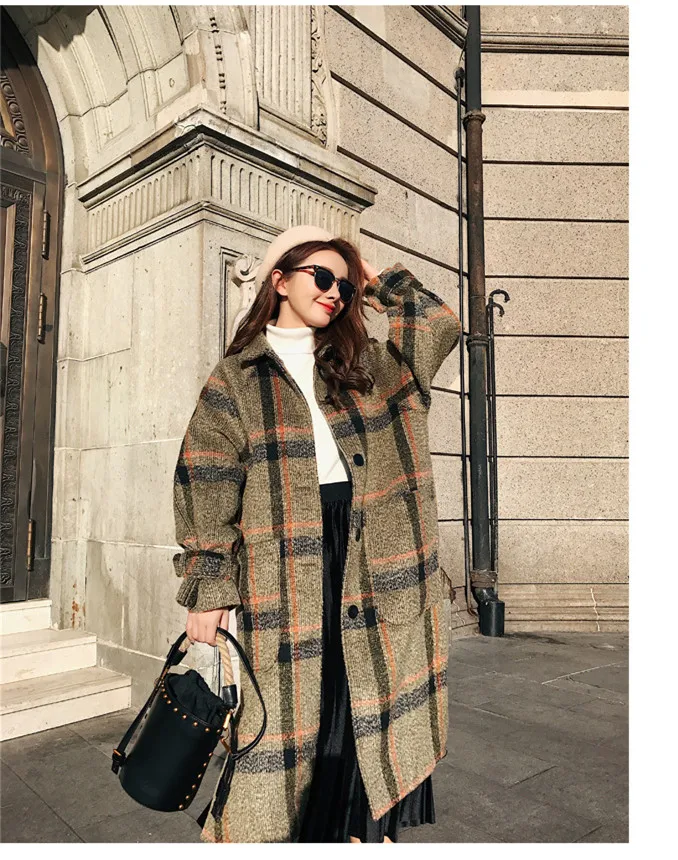 2019 Spring Autumn Women's Wool Plaid Coat New Fashion Long Woolen Coat Slim Type Female Winter Wool Jackets Female
2019 Spring Autumn Women's Wool Plaid Coat New Fashion Long Woolen Coat Slim Type Female Winter Wool Jackets Female