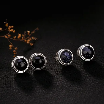 silver silver s925 silver black natural stone blue sandstone Thai silver restoring ancient ways personality joker stud earrings
silver silver s925 silver black natural stone blue sandstone Thai silver restoring ancient ways personality joker stud earrings