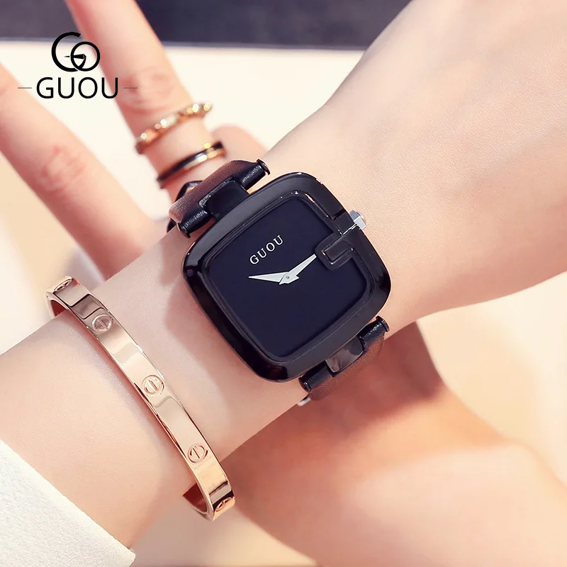 GUOU Ultra Thin Luxury Simple Watch Fashion Women's Hours Ladies Leather Wristwatch Female Square Dress Clock 8190 GU003
GUOU Ultra Thin Luxury Simple Watch Fashion Women's Hours Ladies Leather Wristwatch Female Square Dress Clock 8190 GU003