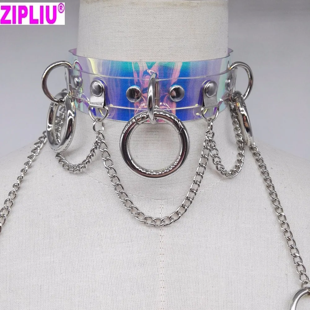 Fashion Harajuku Handmade Choker punk Laser holographic Leather Collar belt Necklace Spikes Chain torques club party two layers
Fashion Harajuku Handmade Choker punk Laser holographic Leather Collar belt Necklace Spikes Chain torques club party two layers