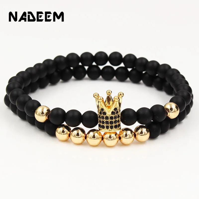 Fashion 2PCS/Set Couple His Hers 6mm Stone Bead CZ Crown Bracelet Men Charm Strand Bracelet Handmade Men Wristband Jewelry Gifts
Fashion 2PCS/Set Couple His Hers 6mm Stone Bead CZ Crown Bracelet Men Charm Strand Bracelet Handmade Men Wristband Jewelry Gifts