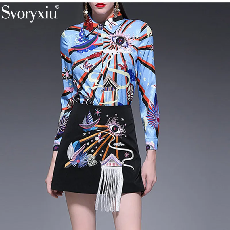 Svoryxiu Fashion Runway Summer Skirt Suit Women's Long Sleeve Print Beading Blouse + Embroidery Tassel Mini Skirts Two Piece Set
Svoryxiu Fashion Runway Summer Skirt Suit Women's Long Sleeve Print Beading Blouse + Embroidery Tassel Mini Skirts Two Piece Set