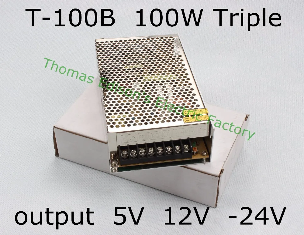 Triple output power supply 100w 5V 6A, 12V 2A, -24V 2A power suply T-100B ac dc converter good quality
Triple output power supply 100w 5V 6A, 12V 2A, -24V 2A power suply T-100B ac dc converter good quality