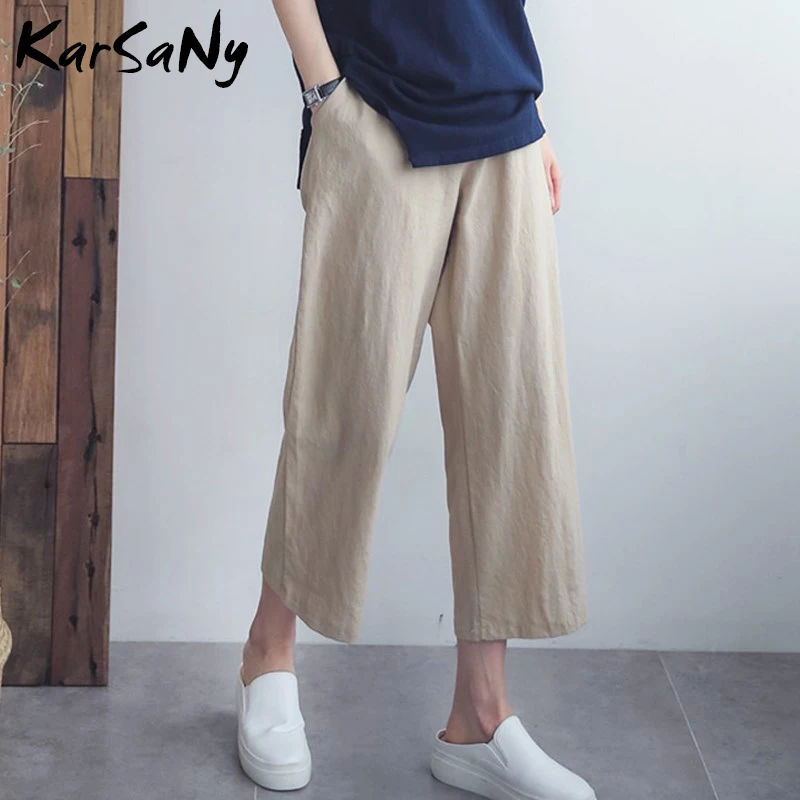 KarSaNy Summer Linen Wide Leg Pants Women Capri White Summer Office Pants High Waist Cotton Trousers Women Linen Trousers Ladies
KarSaNy Summer Linen Wide Leg Pants Women Capri White Summer Office Pants High Waist Cotton Trousers Women Linen Trousers Ladies