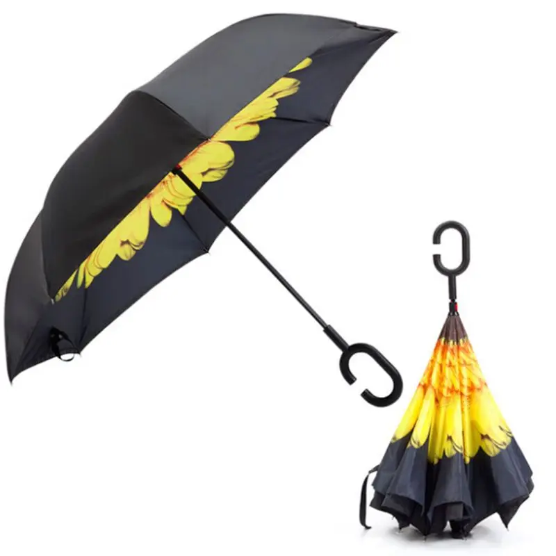 C Shaped Handle Double Layer Umbrella Anti-UV Folding Inverted Upside Down Reverse Windproof Sunflower For Travel
C Shaped Handle Double Layer Umbrella Anti-UV Folding Inverted Upside Down Reverse Windproof Sunflower For Travel