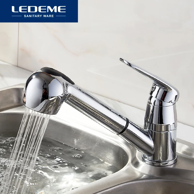 LEDEME Kitchen Faucet Pull Out Flexible Pipe Chrome Plated Water Purification Features Faucets Ceramic Plate Spool L6048
LEDEME Kitchen Faucet Pull Out Flexible Pipe Chrome Plated Water Purification Features Faucets Ceramic Plate Spool L6048