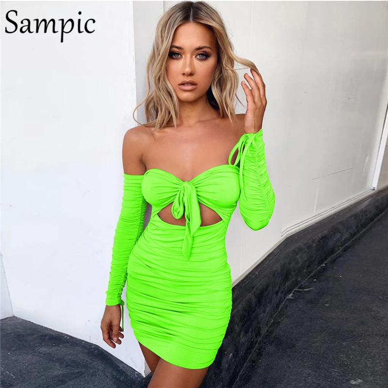 Sampic sexy woman party club backless neon mini wrap dress long sleeve bodycon off shoulder bandage dress autumn
Sampic sexy woman party club backless neon mini wrap dress long sleeve bodycon off shoulder bandage dress autumn