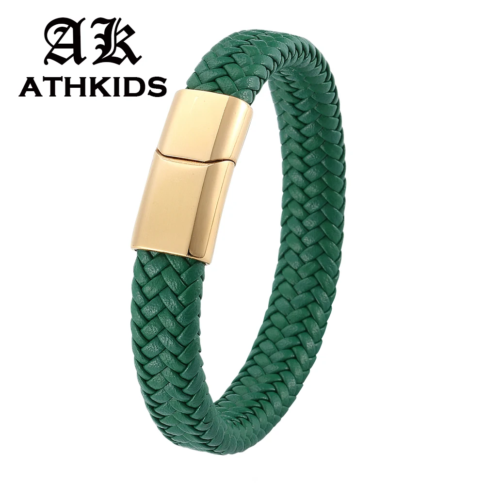 Fashion Men Women Jewelry Green Braided Leather Bracelet Gold Magnetic Clasp Charm Male female Wristband Gifts PD0235
Fashion Men Women Jewelry Green Braided Leather Bracelet Gold Magnetic Clasp Charm Male female Wristband Gifts PD0235