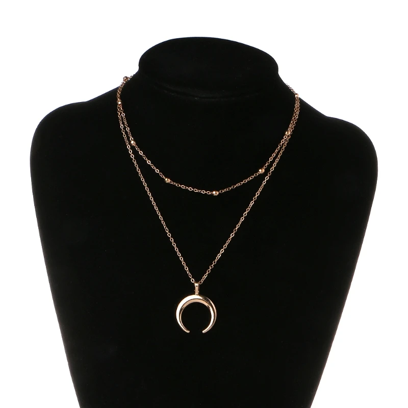 Boho Half Moon Crescent Pendant Necklace Double Horn Jewelry Minimal Girlfriend Gift
Boho Half Moon Crescent Pendant Necklace Double Horn Jewelry Minimal Girlfriend Gift