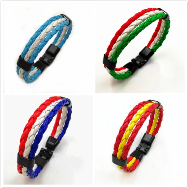 New Style National Flag Spain Italy France 3 layers Braided Leather football Bracelet Charm Punk Rock Men Wristband Jewelry
New Style National Flag Spain Italy France 3 layers Braided Leather football Bracelet Charm Punk Rock Men Wristband Jewelry