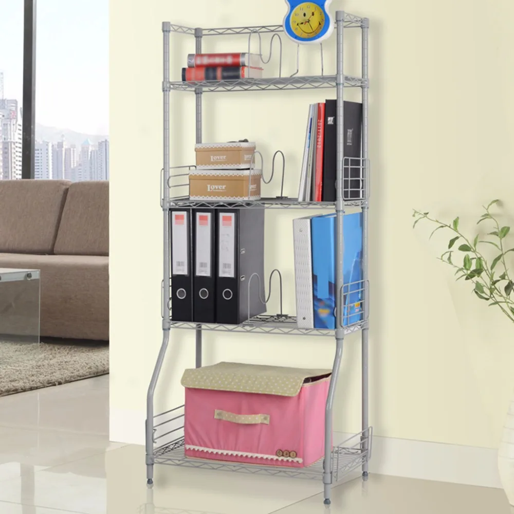 Langria 4 Tier Classic Metal Wire Bookshelf Storage Rack