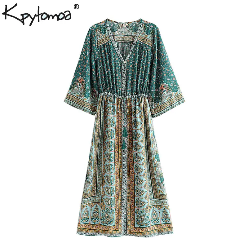 Boho Chic Summer Vintage Floral Print Buttons Midi Dress Women 2019 Fashion V Neck Lace Up Tassel Beach Dresses Vestidos Mujer
Boho Chic Summer Vintage Floral Print Buttons Midi Dress Women 2019 Fashion V Neck Lace Up Tassel Beach Dresses Vestidos Mujer