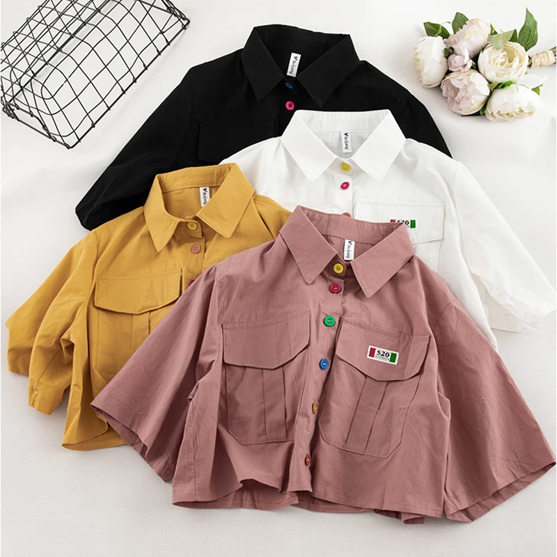 Kawaii Women Shirt Summer Solid Short Sleeve Button Blouses Harajuku Female Short Style Loose Tops Chic Turn-down Collar Blouses
Kawaii Women Shirt Summer Solid Short Sleeve Button Blouses Harajuku Female Short Style Loose Tops Chic Turn-down Collar Blouses