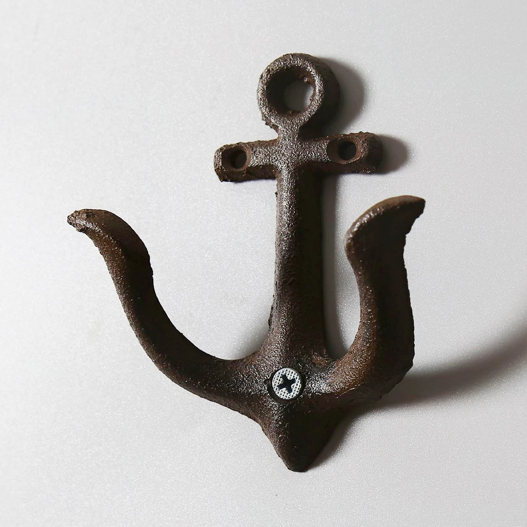 Metal Anchor Hooks Wall Door Mounted Clothes Towel Hat Key Hanger White Red Blue Brown andcrafted classic antique cast iron