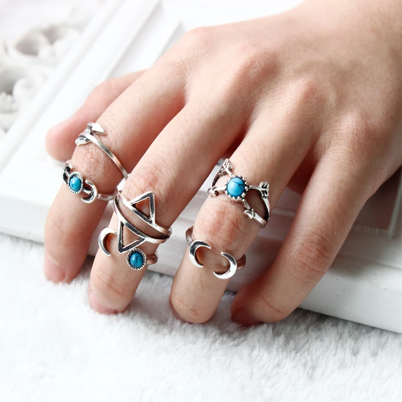 6pcs/Set of Triangle Arrows Moon Geometry Irregular Mosaic Blue Natural Stone Ring Bohemian Beach Friends Holiday Jewelry
6pcs/Set of Triangle Arrows Moon Geometry Irregular Mosaic Blue Natural Stone Ring Bohemian Beach Friends Holiday Jewelry