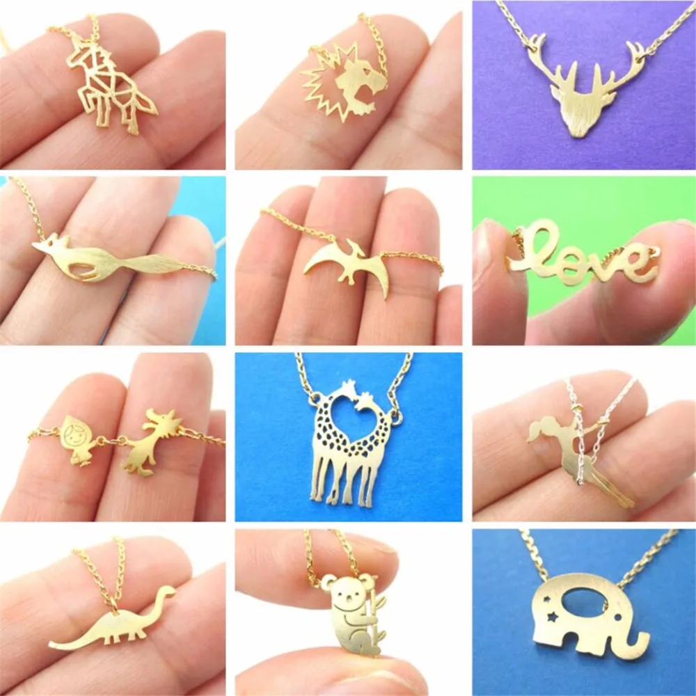QIAMNI Dinosaur Rabbit Squirrel Penguin Crab Unicorn Bird Deer Owl Fish Dog Cat Animal Necklace Pendants Pet Lover Gift Jewelry
QIAMNI Dinosaur Rabbit Squirrel Penguin Crab Unicorn Bird Deer Owl Fish Dog Cat Animal Necklace Pendants Pet Lover Gift Jewelry