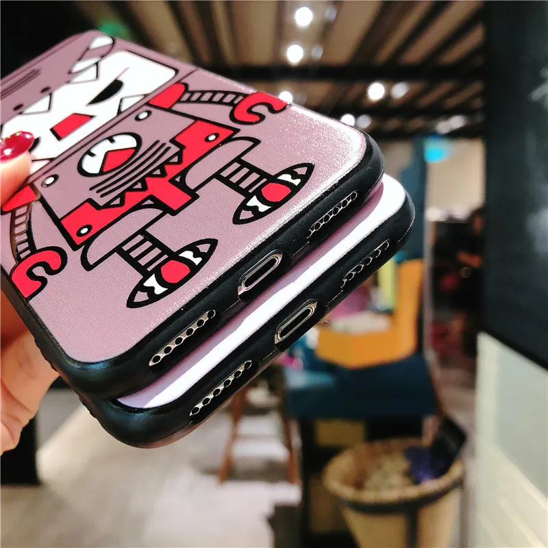 Cute Cartoon Embossment Soft TPU Case For iPhone X 6 6S 7 8 Plus (9)