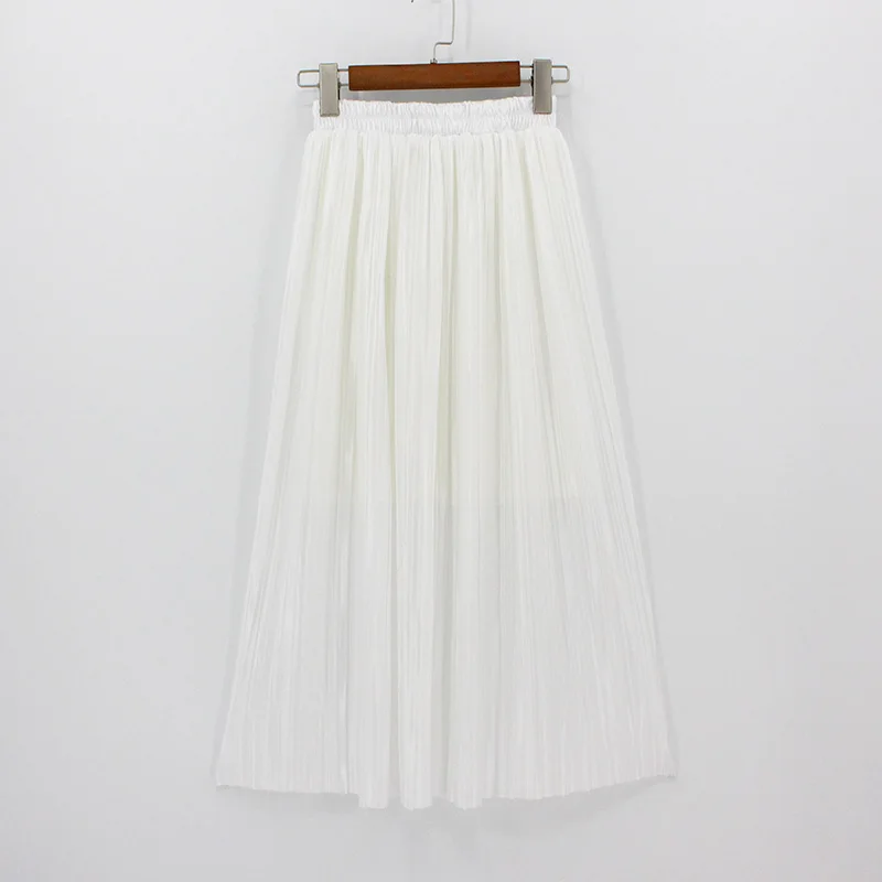2018 Casual Pleated Maxi Skirt Long Women Skirt Mid-calf Beach Metallic High Waist Mid Skirts Midiskirt Female White
2018 Casual Pleated Maxi Skirt Long Women Skirt Mid-calf Beach Metallic High Waist Mid Skirts Midiskirt Female White